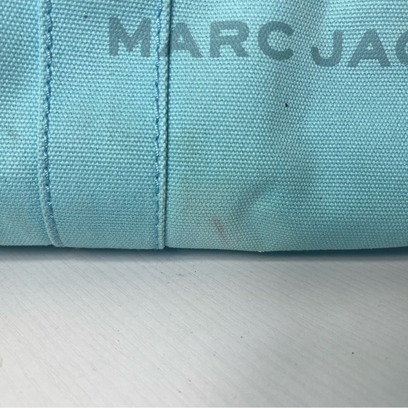 Marc Jacobs “The Tote Bag” Small Canvas Tote Blue Crossbody Bag Adjustable Strap - Picture 4 of 16
